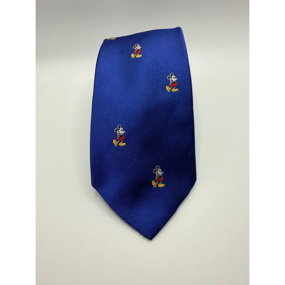 Mickey & Co J.G. Hook Mens Silk Tie Blue Mickey Mouse Embroidered Vintage NWT